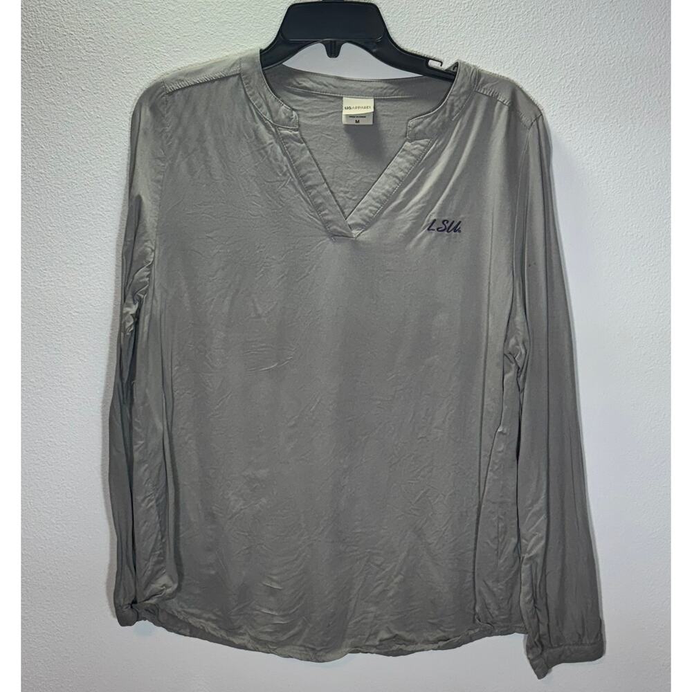 UG Apparel LSU The Lyne Gray Long Sleeve V-Neck Top Women’s Size M Casual Fit